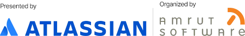 Atlassian logo with blue wordmark and an orange abstract mark on the right side