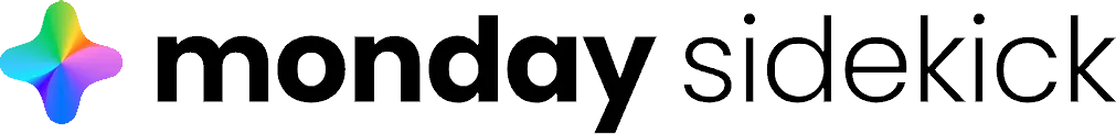 Monday Sidekick logo featuring a multicolored four point star icon and the black text 'monday sidekick' 